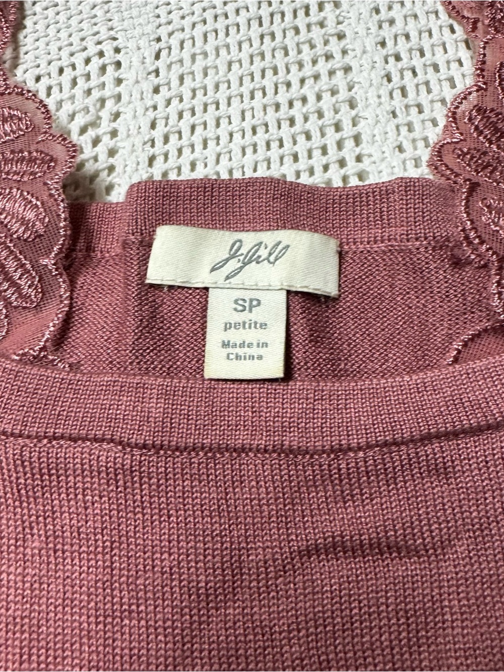 J Jill Lace-Trim Long Sleeve Top in Mauve Silk Blend - Picture 2 of 4